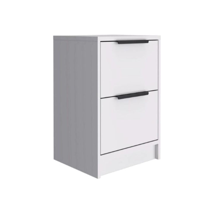 Nightstand Cervants, Two Drawers, Metal Handle, White Finish-5