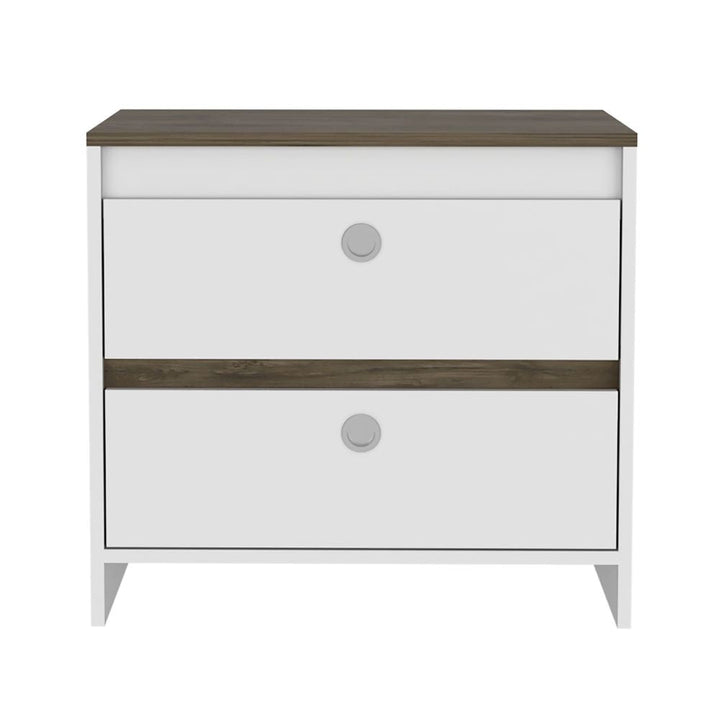 Nightstand Dreams, Two Drawers, White / Dark Brown Finish-3