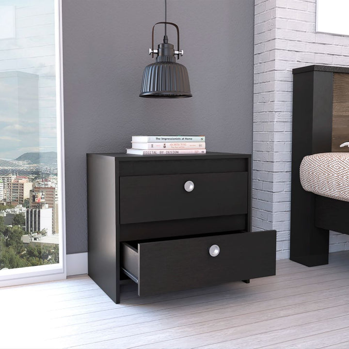 Nightstand Dreams, Two Drawers, Black Wengue Finish-1