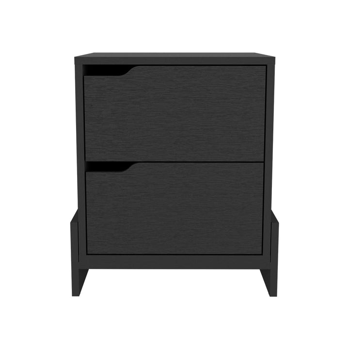 Nightstand Brookland, Bedside Table with Double Drawers and Sturdy Base, Black Wengue Finish-4