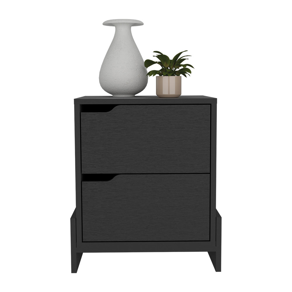 Nightstand Brookland, Bedside Table with Double Drawers and Sturdy Base, Black Wengue Finish-5
