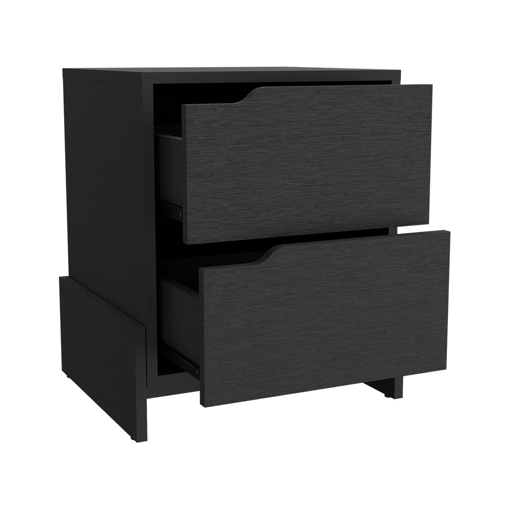 Nightstand Brookland, Bedside Table with Double Drawers and Sturdy Base, Black Wengue Finish-3