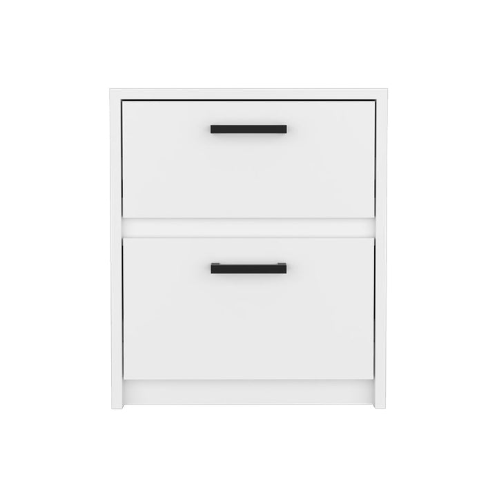 Nightstand Chequered, Two Drawes, White Finish-4