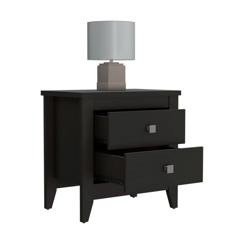 Nightstand More, Two Shelves, Four Legs, Black Wengue Finish-4