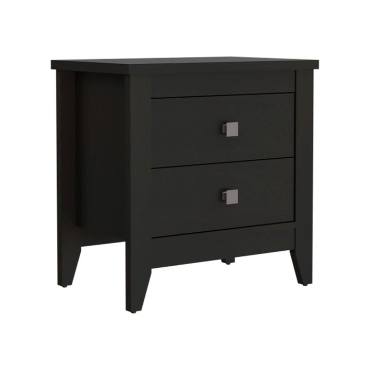 Nightstand More, Two Shelves, Four Legs, Black Wengue Finish-5