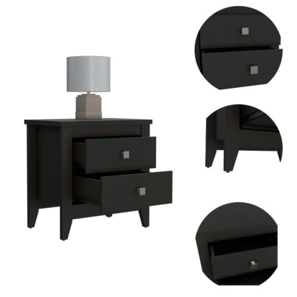 Nightstand More, Two Shelves, Four Legs, Black Wengue Finish-6