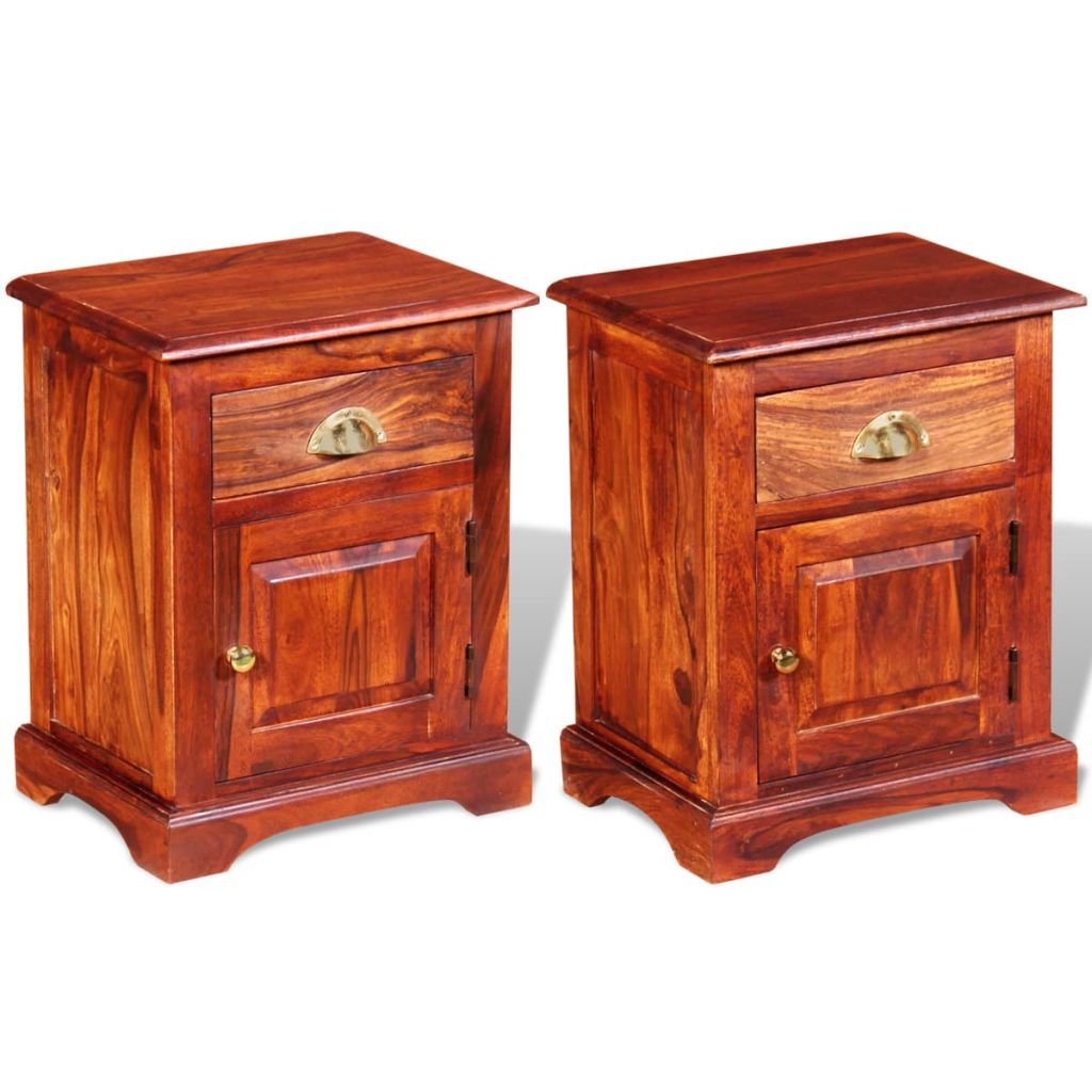 vidaXL Nightstand Storage Bedside Table for Home Bedroom Solid Wood Sheesham-3