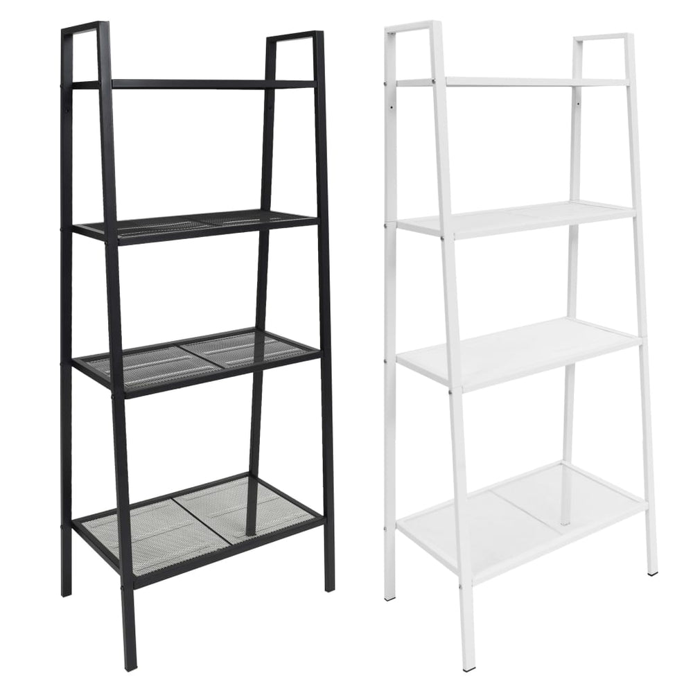 vidaXL Bookshelf Ladder Bookcase Plant Display Shelving Unit 4 Tiers Metal-1
