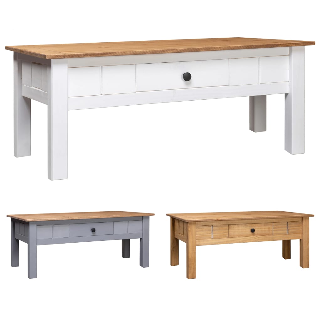 vidaXL Coffee Table Sofa End Table with Drawer Solid Wood Pine Panama Range-2