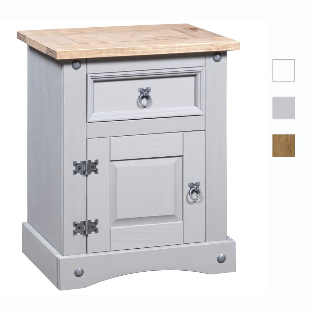 vidaXL Nightstand Storage Cabinet Table with Drawer Mexican Pine Corona Range-1