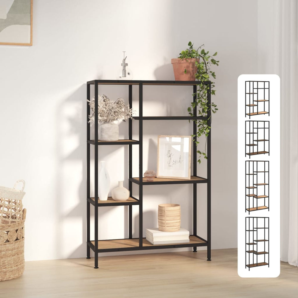 vidaXL Book Shelf Bookcase Storage Organizer Rack Steel and Engineered Wood-1