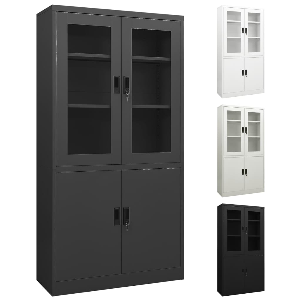 vidaXL Filing Cabinet Storage Cabinet Locker with Doors and Shelves Steel-6
