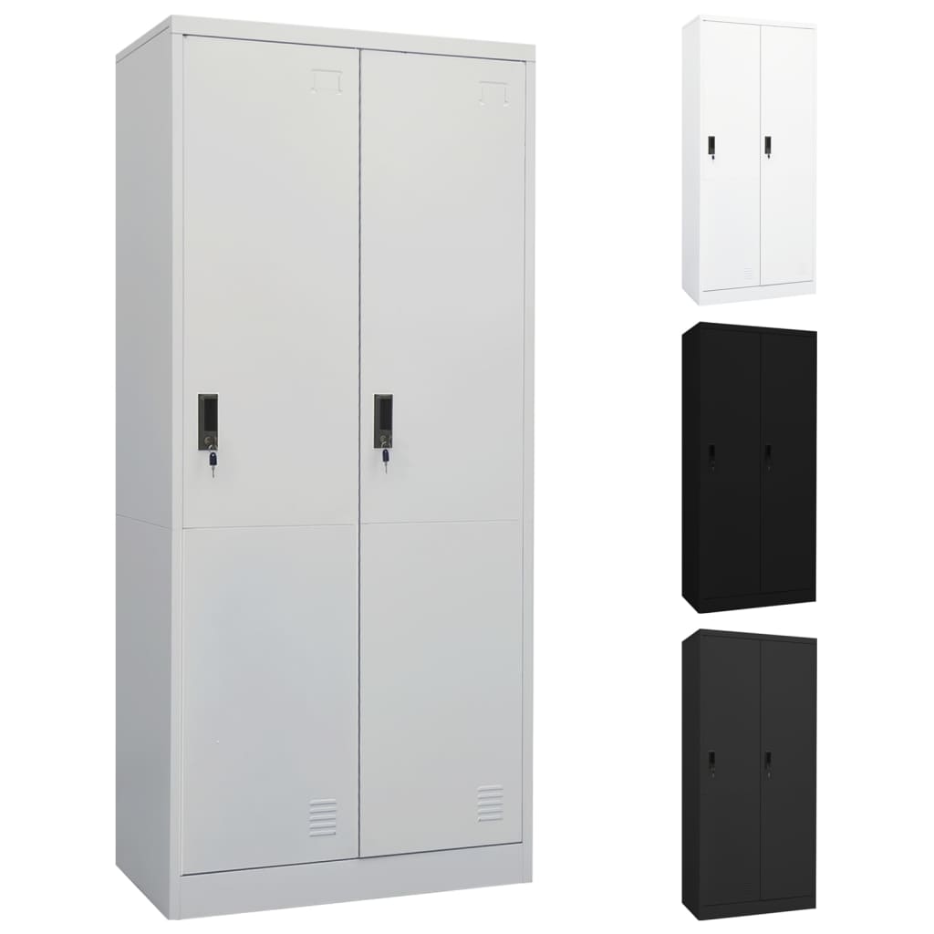 vidaXL Wardrobe Armoire Clothes Storage Closet with 2 Lockable Doors Steel-4