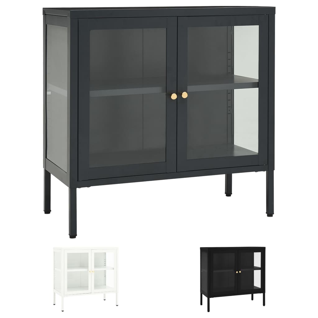 vidaXL Sideboard Storage Side Table for Living Room Bedroom Steel and Glass-18