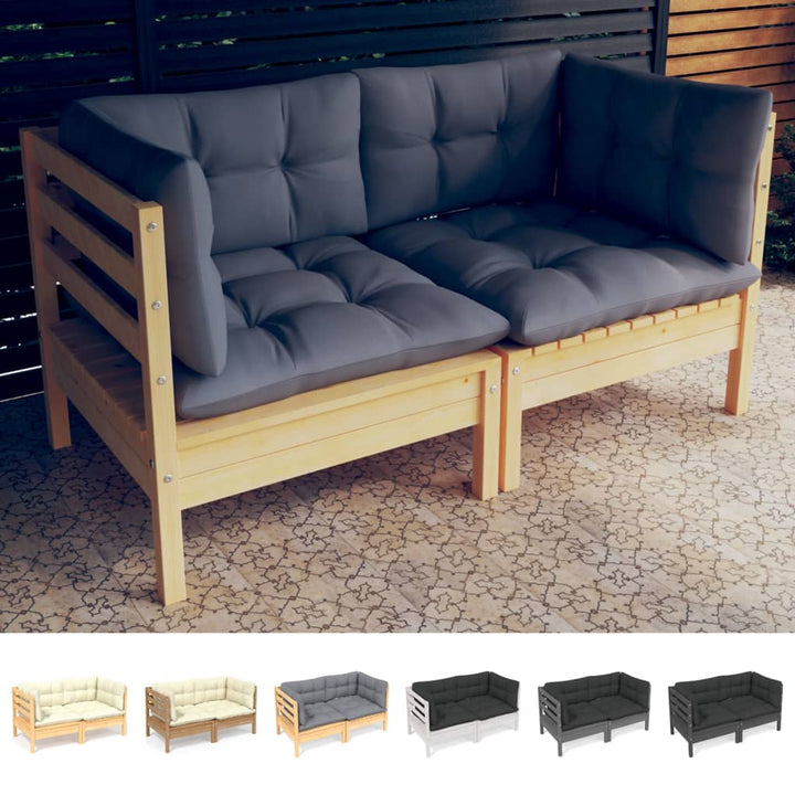vidaXL Solid Wood Pine 2-Seater Patio Sofa with Cushions Seat Multi Colors-5