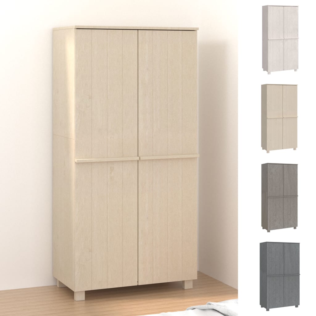 vidaXL Wardrobe Armoire Closet Storage Organizer Rack HAMAR Solid Wood Pine-2