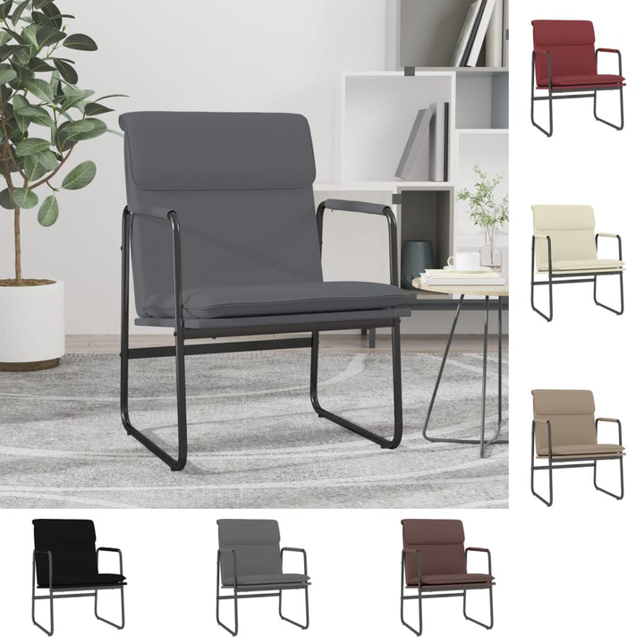 vidaXL Lounge Chair Black 21.7"x25.2"x31.5" Faux Leather-8